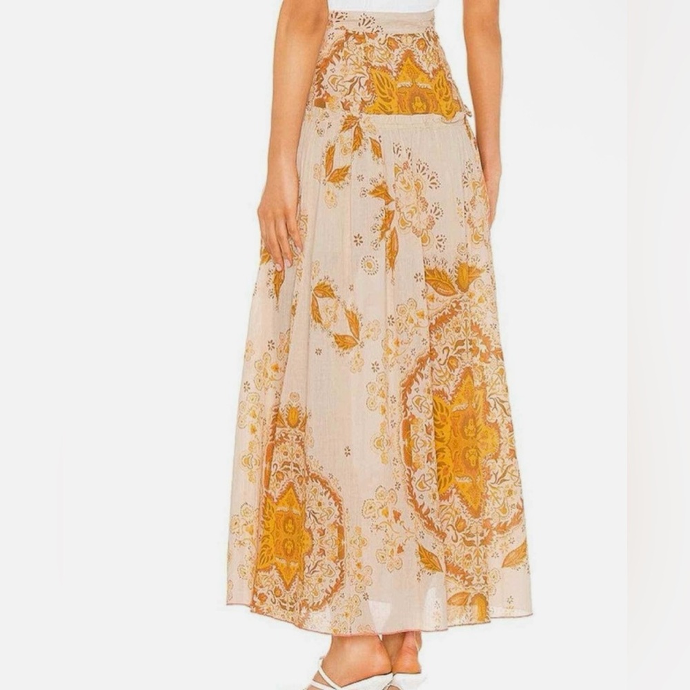 Free People Farrah Drop Waist Maxi Skirt Ivory Gold  Size 6 - Picture 5 of 12